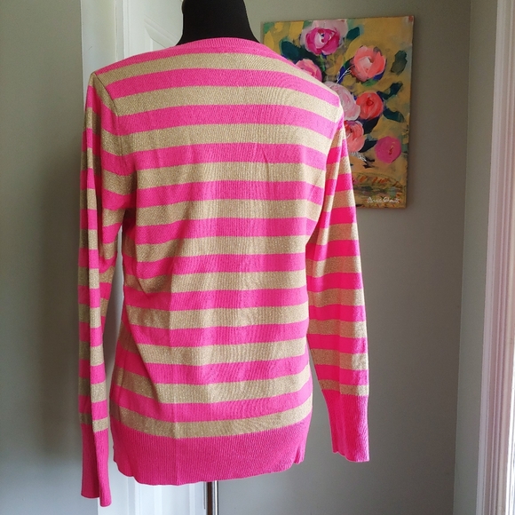 New York & Co. Striped V-neck Sweater Size Large - Picture 5 of 10